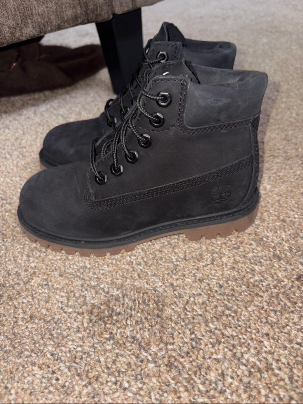Timberland Black Nubuck Work Boots with Brown Outsole